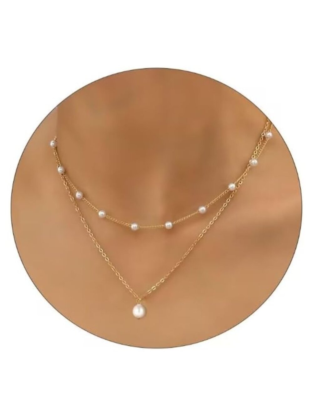 14K Gold Plated Layered Pearl Choker Necklace Handmade Women Jewelry Gift